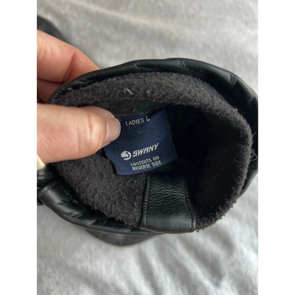 Swany toaster black leather mittens women’s large warm winter snow ski snowboard - Picture 4 of 4